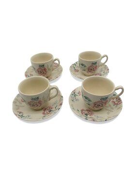 Johnson Brothers Lynton Set Cups & Saucers Floral England Vintage